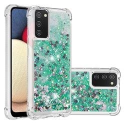 Dynamic Liquid Glitter Sand Quicksand TPU Case for Samsung Galaxy A02s - Green Love Heart