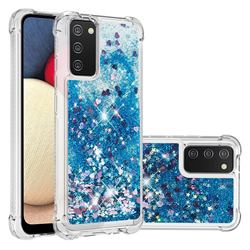 Dynamic Liquid Glitter Sand Quicksand TPU Case for Samsung Galaxy A02s - Blue Love Heart