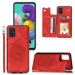 Luxury Mandala Multi-function Magnetic Card Slots Stand Leather Back Cover for Samsung Galaxy A02s - Red
