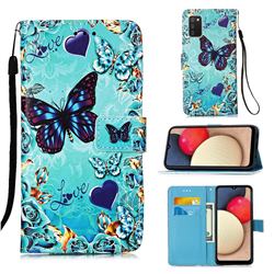 Love Butterfly Matte Leather Wallet Phone Case for Samsung Galaxy A02s