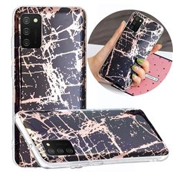 Black Galvanized Rose Gold Marble Phone Back Cover for Samsung Galaxy A02s