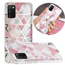 Pink Rhombus Galvanized Rose Gold Marble Phone Back Cover for Samsung Galaxy A02s