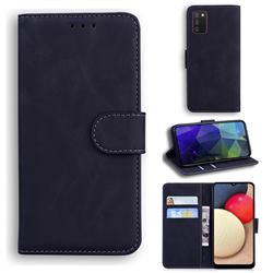 Retro Classic Skin Feel Leather Wallet Phone Case for Samsung Galaxy A02s - Black