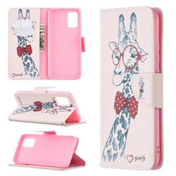 Glasses Giraffe Leather Wallet Case for Samsung Galaxy A02s
