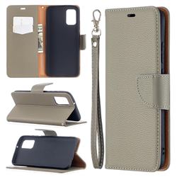 Classic Luxury Litchi Leather Phone Wallet Case for Samsung Galaxy A02s - Gray