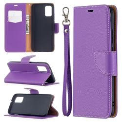 Classic Luxury Litchi Leather Phone Wallet Case for Samsung Galaxy A02s - Purple