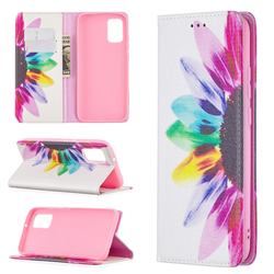 Sun Flower Slim Magnetic Attraction Wallet Flip Cover for Samsung Galaxy A02s