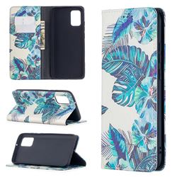 Blue Leaf Slim Magnetic Attraction Wallet Flip Cover for Samsung Galaxy A02s