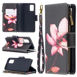 Lotus Flower Binfen Color BF03 Retro Zipper Leather Wallet Phone Case for Samsung Galaxy A02s