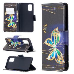 Golden Shining Butterfly Leather Wallet Case for Samsung Galaxy A02s