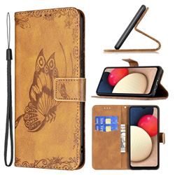 Binfen Color Imprint Vivid Butterfly Leather Wallet Case for Samsung Galaxy A02s - Brown