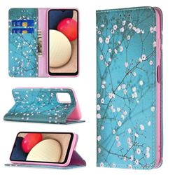Plum Blossom Slim Magnetic Attraction Wallet Flip Cover for Samsung Galaxy A03s