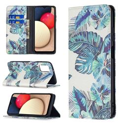 Blue Leaf Slim Magnetic Attraction Wallet Flip Cover for Samsung Galaxy A03s