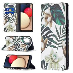 Flower Leaf Slim Magnetic Attraction Wallet Flip Cover for Samsung Galaxy A03s