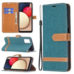 Jeans Cowboy Denim Leather Wallet Case for Samsung Galaxy A03s - Green