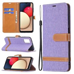 Jeans Cowboy Denim Leather Wallet Case for Samsung Galaxy A03s - Purple