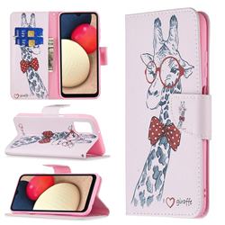 Glasses Giraffe Leather Wallet Case for Samsung Galaxy A03s