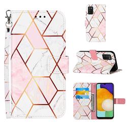 Pink White Stitching Color Marble Leather Wallet Case for Samsung Galaxy A03s