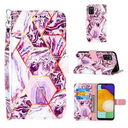 Dream Purple Stitching Color Marble Leather Wallet Case for Samsung Galaxy A03s