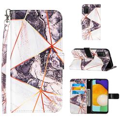 Black and White Stitching Color Marble Leather Wallet Case for Samsung Galaxy A03s