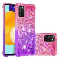 Rainbow Gradient Liquid Glitter Quicksand Sequins Phone Case for Samsung Galaxy A03s - Pink Purple