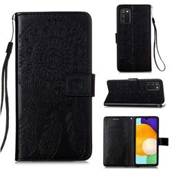 Embossing Dream Catcher Mandala Flower Leather Wallet Case for Samsung Galaxy A03s - Black