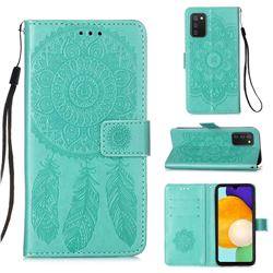 Embossing Dream Catcher Mandala Flower Leather Wallet Case for Samsung Galaxy A03s - Green