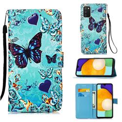 Love Butterfly Matte Leather Wallet Phone Case for Samsung Galaxy A03s
