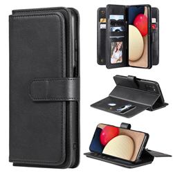 Multi-function Ten Card Slots and Photo Frame PU Leather Wallet Phone Case Cover for Samsung Galaxy A03s - Black