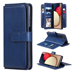 Multi-function Ten Card Slots and Photo Frame PU Leather Wallet Phone Case Cover for Samsung Galaxy A03s - Dark Blue
