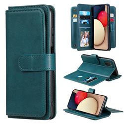 Multi-function Ten Card Slots and Photo Frame PU Leather Wallet Phone Case Cover for Samsung Galaxy A03s - Dark Green