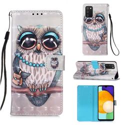 Sweet Gray Owl 3D Painted Leather Wallet Case for Samsung Galaxy A03s