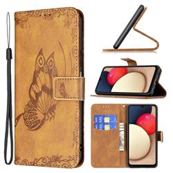 Binfen Color Imprint Vivid Butterfly Leather Wallet Case for Samsung Galaxy A03s - Brown