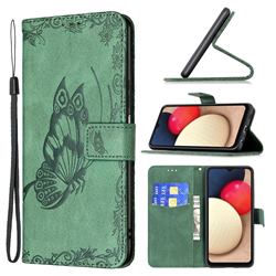 Binfen Color Imprint Vivid Butterfly Leather Wallet Case for Samsung Galaxy A03s - Green