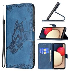 Binfen Color Imprint Vivid Butterfly Leather Wallet Case for Samsung Galaxy A03s - Blue