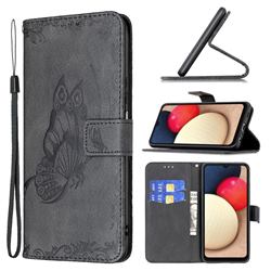 Binfen Color Imprint Vivid Butterfly Leather Wallet Case for Samsung Galaxy A03s - Black