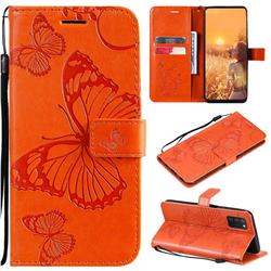 Embossing 3D Butterfly Leather Wallet Case for Samsung Galaxy A03s - Orange