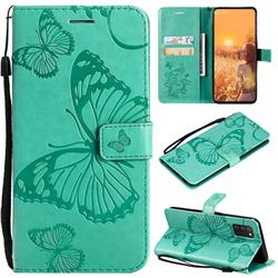 Embossing 3D Butterfly Leather Wallet Case for Samsung Galaxy A03s - Green