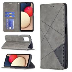 Prismatic Slim Magnetic Sucking Stitching Wallet Flip Cover for Samsung Galaxy A03s - Gray