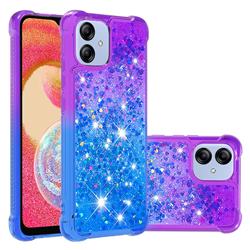 Rainbow Gradient Liquid Glitter Quicksand Sequins Phone Case for Samsung Galaxy A04e - Purple Blue