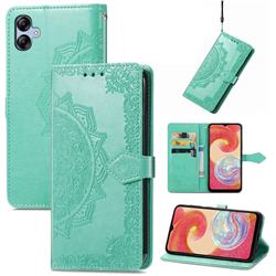 Embossing Imprint Mandala Flower Leather Wallet Case for Samsung Galaxy A04e - Green