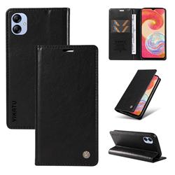 YIKATU Litchi Card Magnetic Automatic Suction Leather Flip Cover for Samsung Galaxy A04e - Black