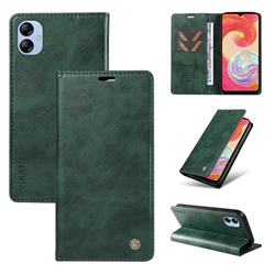 YIKATU Litchi Card Magnetic Automatic Suction Leather Flip Cover for Samsung Galaxy A04e - Green