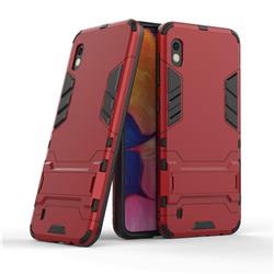 Armor Premium Tactical Grip Kickstand Shockproof Dual Layer Rugged Hard Cover for Samsung Galaxy A10 - Wine Red