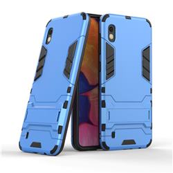 Armor Premium Tactical Grip Kickstand Shockproof Dual Layer Rugged Hard Cover for Samsung Galaxy A10 - Light Blue