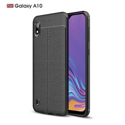Luxury Auto Focus Litchi Texture Silicone TPU Back Cover for Samsung Galaxy A10 - Black