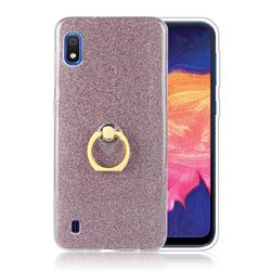 Luxury Soft TPU Glitter Back Ring Cover with 360 Rotate Finger Holder Buckle for Samsung Galaxy A10 - Pink