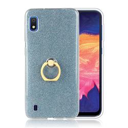 Luxury Soft TPU Glitter Back Ring Cover with 360 Rotate Finger Holder Buckle for Samsung Galaxy A10 - Blue