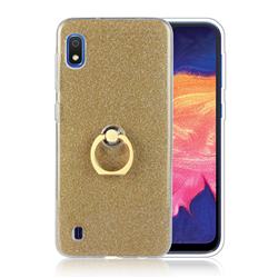 Luxury Soft TPU Glitter Back Ring Cover with 360 Rotate Finger Holder Buckle for Samsung Galaxy A10 - Golden