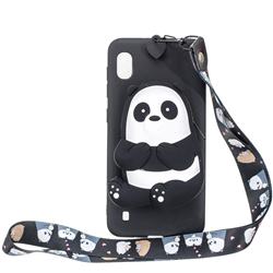 Cute Panda Neck Lanyard Zipper Wallet Silicone Case for Samsung Galaxy A10